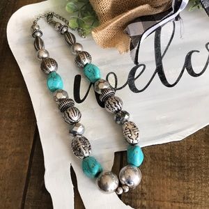 Turquoise and silver necklace